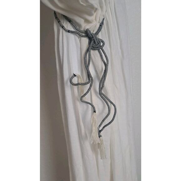 ZARA Boho Kaftan Dress Ecru Beaded XS/S Maxi Adjustable Waist Gypsy Festival - Picture 11 of 14